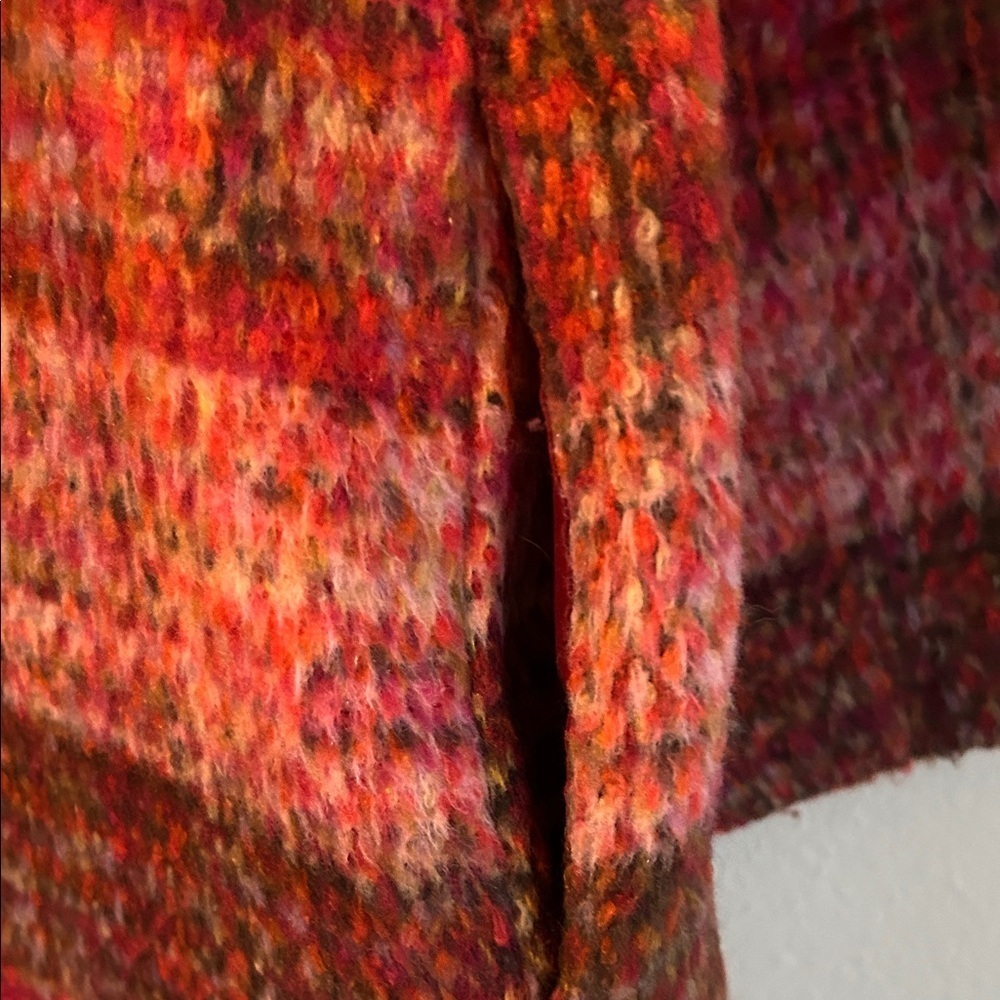 Christian Soriano Red and Brown Plaid open front coat. pockets. - Picture 4 of 6
